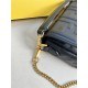 Fendi Baguette Mini 19 Chain Black All Leather Gold Buckle 19x11.5x4cm