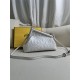 Fendi First 25 All Leather Embossed White 25x18x9cm