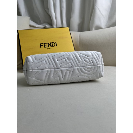 Fendi First 25 All Leather Embossed White 25x18x9cm