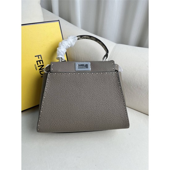 Fendi Peekaboo Small 23 Gray Silver Hardware 23x18x12cm 8BN266