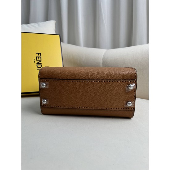 Fendi Peekaboo Small 23 Brown Silver Hardware 23x18x12cm 8BN266