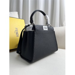 Fendi Peekaboo Small 23 Black Silver Hardware 23x18x12cm 8BN266