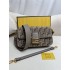 Fendi Baguette Medium 27 Gray Canvas Gold Buckle 27x15x6cm