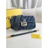 Fendi Baguette Medium 27 Blue Canvas Gold Buckle 27x15x6cm