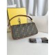 Fendi Baguette Medium 26 Brown Canvas Gold Buckle 26x13x6cm