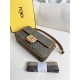 Fendi Baguette Medium 26 Brown Canvas Gold Buckle 26x13x6cm