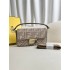 Fendi Baguette Medium 26 Gray Canvas Gold Buckle 26x13x6cm