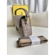 Fendi Baguette Medium 26 Gray Canvas Gold Buckle 26x13x6cm