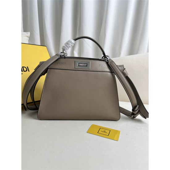 Fendi Peekaboo I See You Small 27 Gray Silver Clasp 27x20x11cm