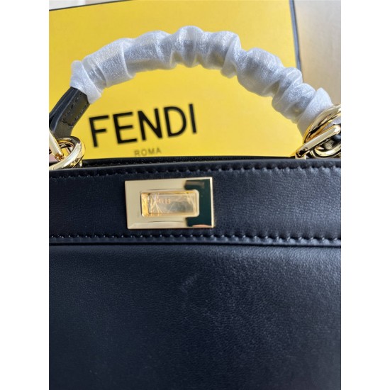 Fendi Peekaboo I See You Mini 20 Black Gold Clasp 20x15.5x11cm