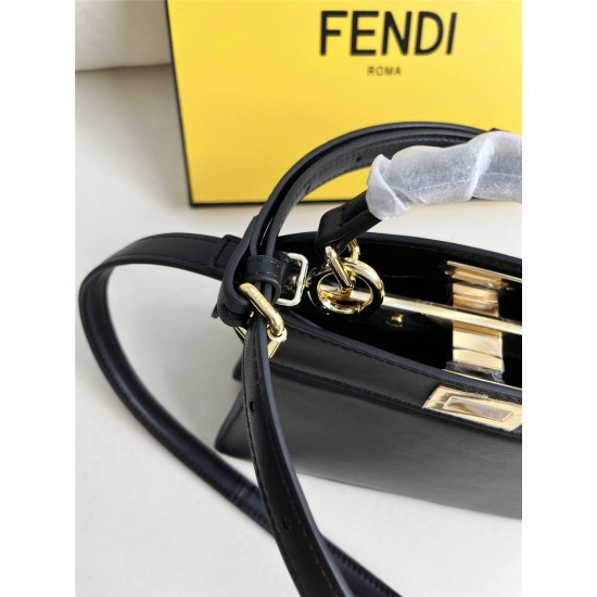 Fendi Peekaboo I See You Mini 20 Black Gold Clasp 20x15.5x11cm