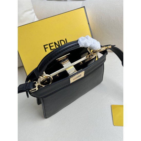 Fendi Peekaboo I See You Mini 20 Black Gold Clasp 20x15.5x11cm