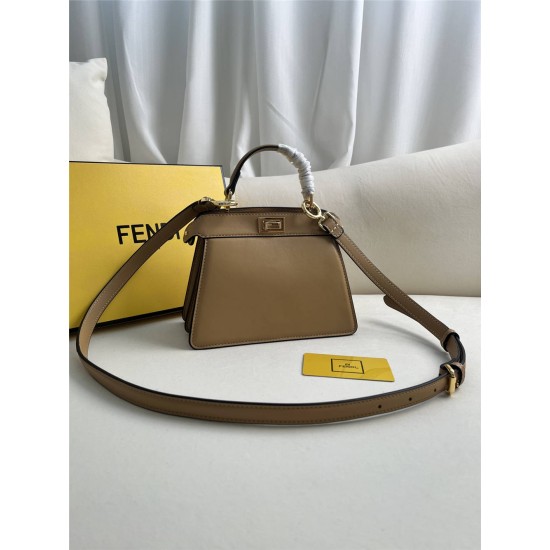 Fendi Peekaboo I See You Mini 20 Brown Gold Clasp 20x15.5x11cm