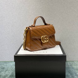 Gucci GG Marmont Small, 21, Brown, Gold Hardware, Size: 21x15x8cm, Model: 547260