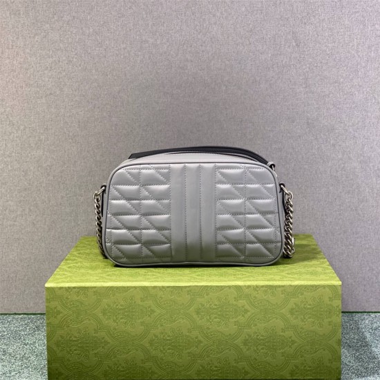 Gucci GG Marmont Geometric Medium, 24, Grey, Silver Hardware, Size: 24x13x7cm, Model: 443497