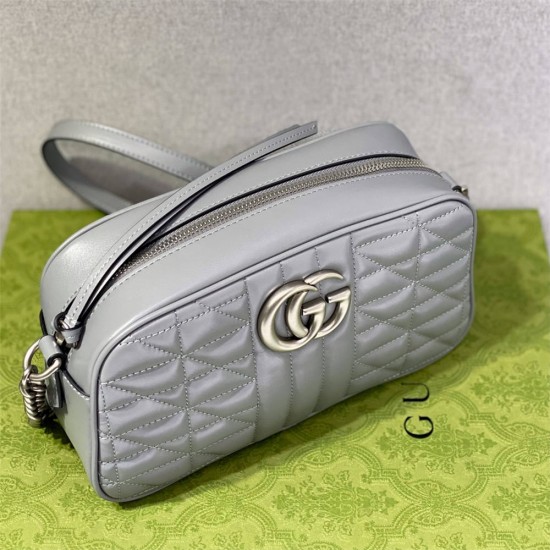 Gucci GG Marmont Geometric Medium, 24, Grey, Silver Hardware, Size: 24x13x7cm, Model: 443497