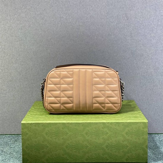 Gucci GG Marmont Geometric Medium, 24, Beige, Silver Hardware, Size: 24x13x7cm, Model: 443497