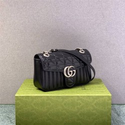 Gucci GG Marmont Geometric Medium, 26, Black, Silver Hardware, Size: 26x15x7cm, Model: 443497