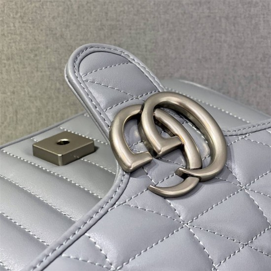 Gucci GG Marmont Geometric Medium, 26, Grey, Silver Hardware, Size: 26x15x7cm, Model: 443497