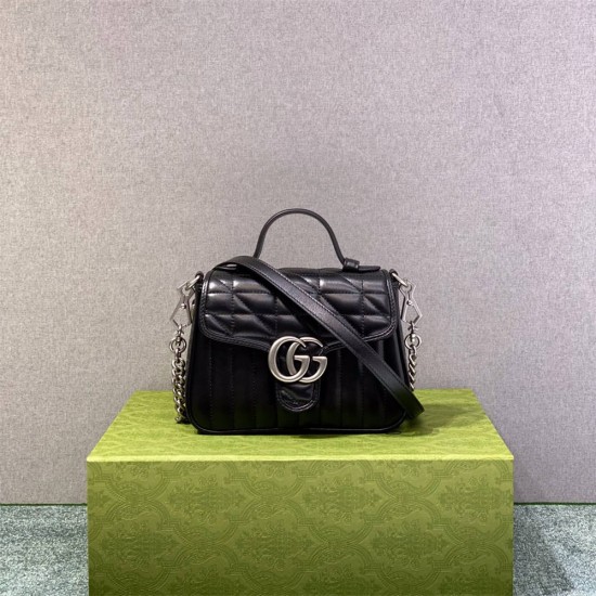 Gucci GG Marmont Geometric Small, 21, Black, Silver Hardware, Size: 21x15.5x8cm, Model: 583571