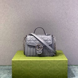 Gucci GG Marmont Geometric Small, 21, Grey, Silver Hardware, Size: 21x15.5x8cm, Model: 583571