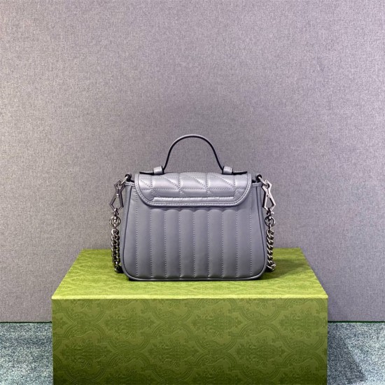 Gucci GG Marmont Geometric Small, 21, Grey, Silver Hardware, Size: 21x15.5x8cm, Model: 583571