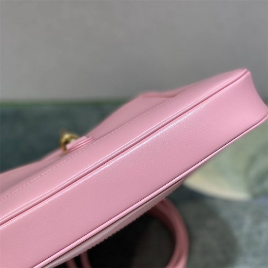 Gucci Jackie 1961, Full Leather, Imported Italian Leather, Small 27.5cm, Pink, Gold Hardware, Size: 27.5x19x4cm, Model: 636706