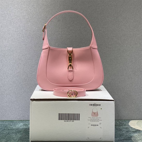 Gucci Jackie 1961, Full Leather, Imported Italian Leather, Small 27.5cm, Pink, Gold Hardware, Size: 27.5x19x4cm, Model: 636706