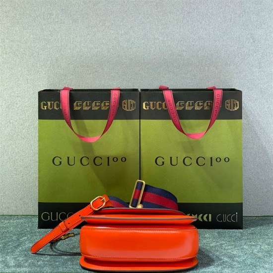 Gucci Bamboo 1947, Small 21cm, Red, Gold Hardware, Size: 21x15x7cm, Model: 675797