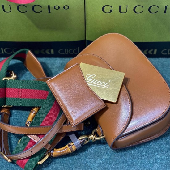 Gucci Bamboo 1947, Small 21cm, Brown, Gold Hardware, Size: 21x15x7cm, Model: 675797