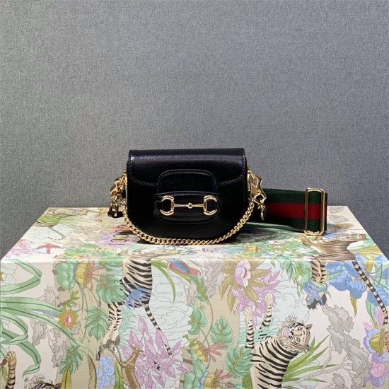 Gucci Horsebit 1955 Super Mini, 12, Black, Full Leather, Gold Hardware, Size: 12x9x4cm, Model: 699760