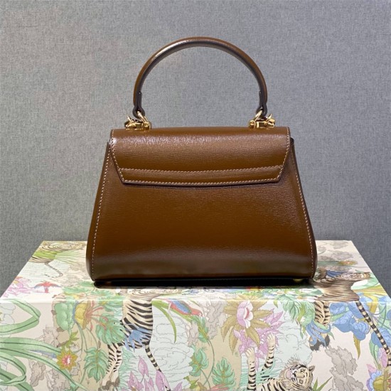 Gucci Horsebit 1955, New Full Leather, Brown, Gold Hardware, Size: 22x16x10.5cm, Model: 703848