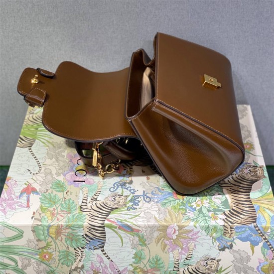 Gucci Horsebit 1955, New Full Leather, Brown, Gold Hardware, Size: 22x16x10.5cm, Model: 703848