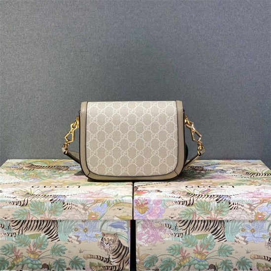 Gucci Beige White, Oatmeal Color, Horsebit 1955 Small, Model: 658574, Size: 20.5x14.5x5cm