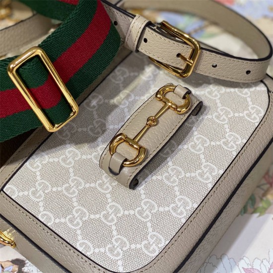 Gucci Beige White, Oatmeal Color, Horsebit 1955 Small, Model: 658574, Size: 20.5x14.5x5cm