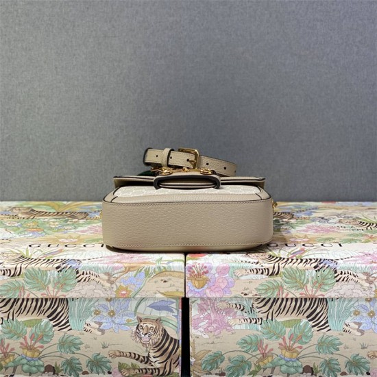 Gucci Beige White, Oatmeal Color, Horsebit 1955 Small, Model: 658574, Size: 20.5x14.5x5cm