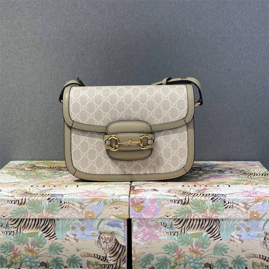 Gucci Beige White, Oatmeal Color, Horsebit 1955 Large, Model: 602204, Size: 25x18x8cm