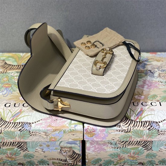 Gucci Beige White, Oatmeal Color, Horsebit 1955 Large, Model: 602204, Size: 25x18x8cm