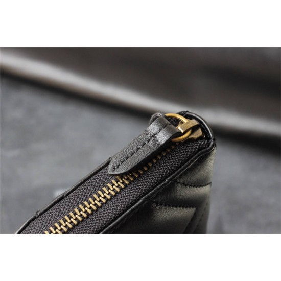 Gucci GG Marmont Wallet, Zipper Closure, Long, Black, Gold Hardware, Size: 19x9x3cm, Model: 443436