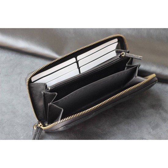 Gucci GG Marmont Wallet, Zipper Closure, Long, Black, Gold Hardware, Size: 19x9x3cm, Model: 443436