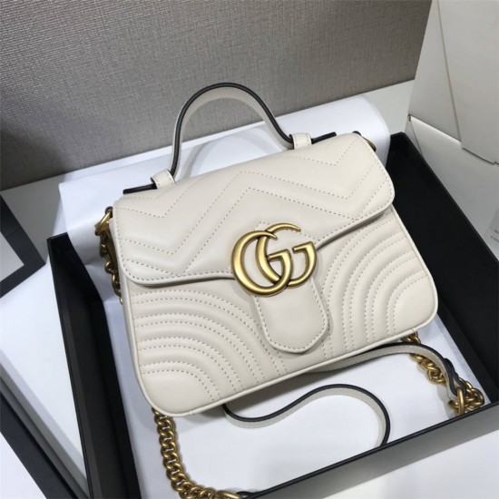 Gucci GG Marmont Mini, 21, White, Model: 547260, Size: 21x15x8cm