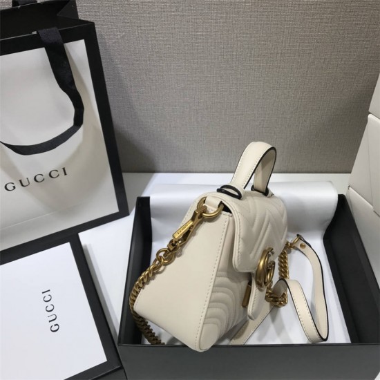 Gucci GG Marmont Mini, 21, White, Model: 547260, Size: 21x15x8cm