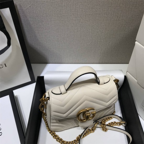 Gucci GG Marmont Mini, 21, White, Model: 547260, Size: 21x15x8cm