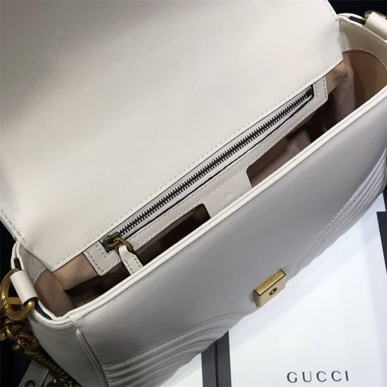 Gucci GG Marmont Mini, 26.5, White, Model: 498110, Size: 26.5x20x9cm