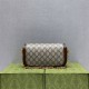 Gucci Horsebit 1955, Baguette, Monogram, Gold, Model: 735178, Size: 24x12x6cm