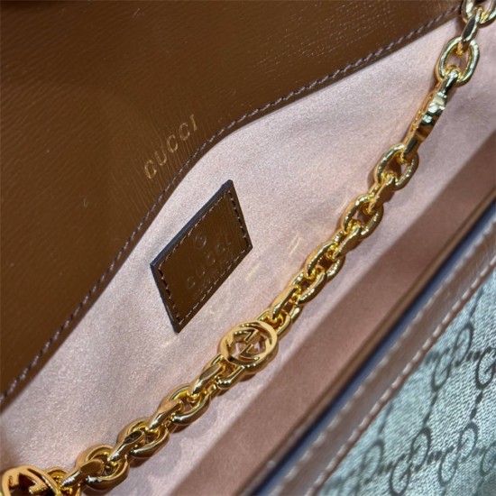 Gucci Horsebit 1955, Baguette, Monogram, Gold, Model: 735178, Size: 24x12x6cm