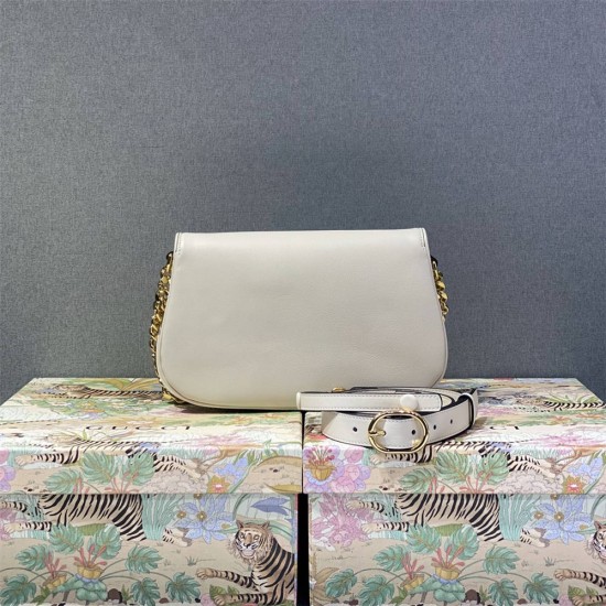 Gucci Blondie, Full Leather, White, Large, Model: 699268, Size: 28x16x4cm