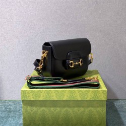 Gucci Horsebit 1955 Mini Bag, Black, Full Leather, Model: 658574, Size: 20.5x14.5x5.5cm