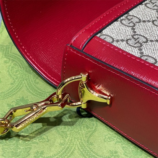 Gucci Horsebit 1955 Mini Bag, Red, Monogram, Model: 658574, Size: 20.5x14.5x5.5cm