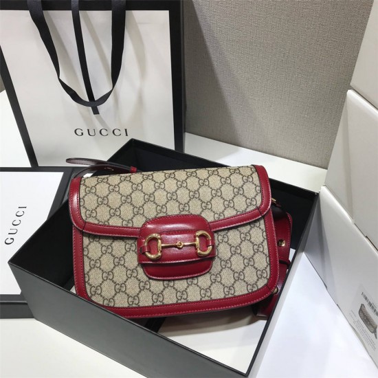 Gucci Horsebit 1955 Medium, 25, Red, Monogram, Model: 602204, Size: 25x18x8cm